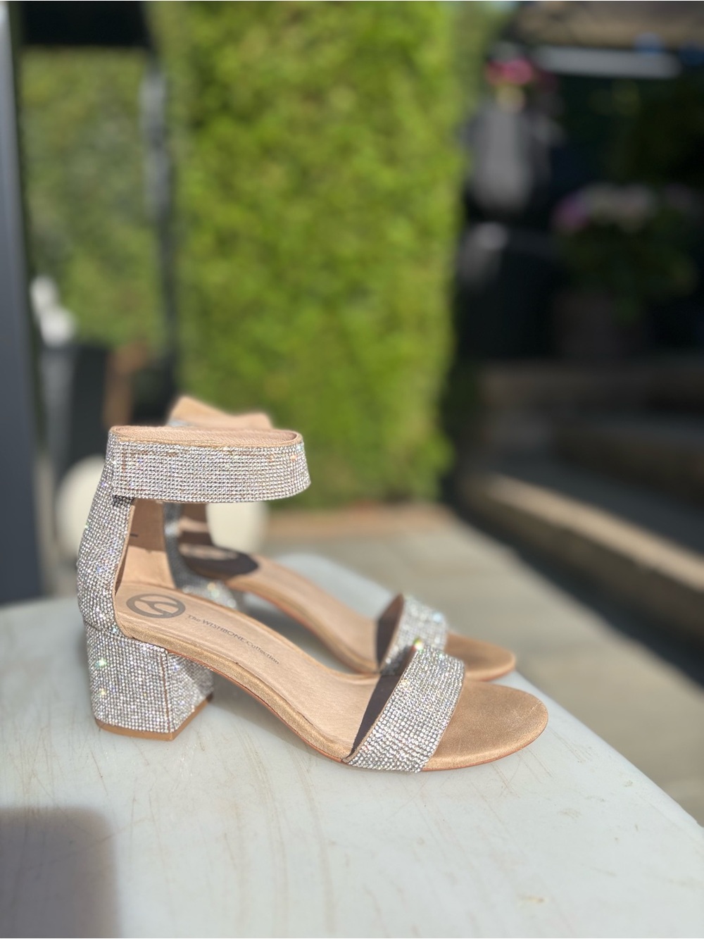 Wishbone Sparkling Rhinestone Block Heel Sandals - wore twice! Size 7.5